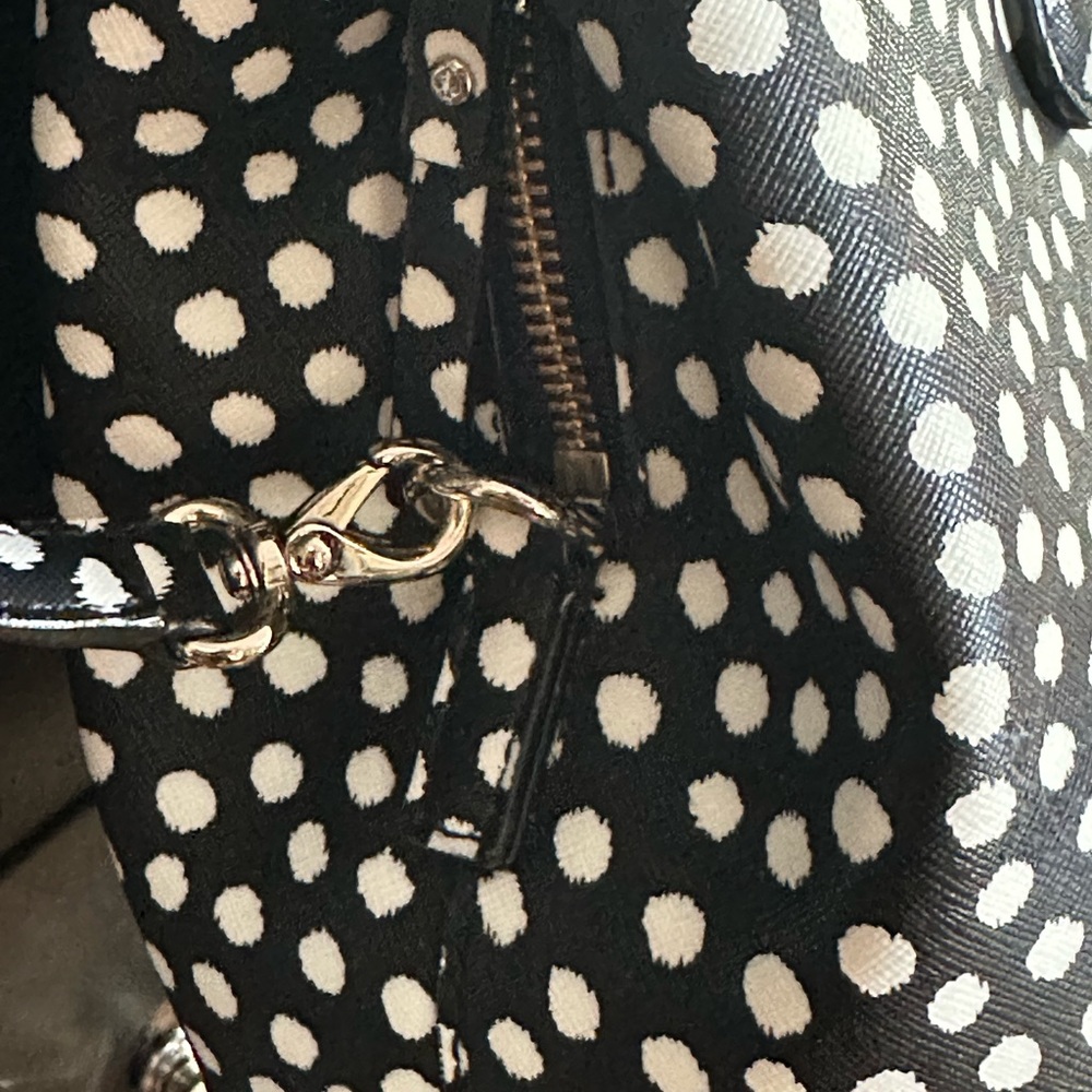 Kate Spade Laurel Way Black White Polka Dot Evangelie satchel purse - Picture 3 of 9